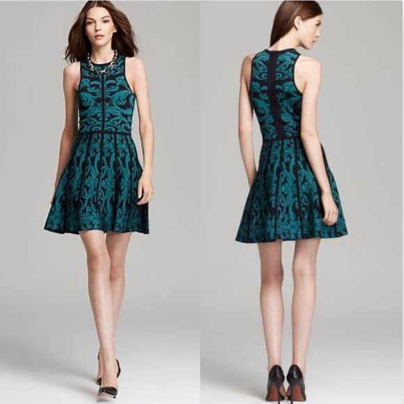 PARKER Kiley Teal and Black fit and flare A line dress size medium - Picture 4 of 9